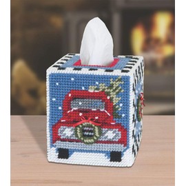 Mary Maxim Plastic Canvas Tissue Box Kit 5" - Old Red Truck (7 Count)