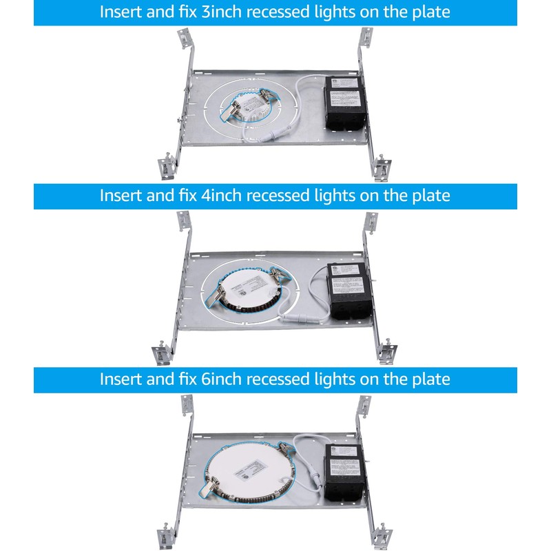 TORCHSTAR New Construction Mounting Plate, 3/4/6 Inch LED Recessed Lighting