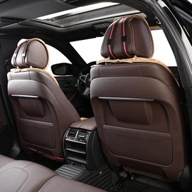 2pcs Luxury Thickened Plush Car Seat Cushion Set,Soft Fluffy Protector Warm Faux Rabbit Fur Non-Slip Front Seat Covers for SUVs, Saloons and Trucks Accessories (Beige)