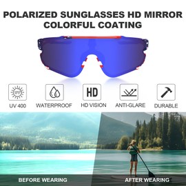 Polarized Sports Sunglasses for Men Women,Running Fishing Baseball Sunglasses,Cycling MTB Bike Glasses UV400