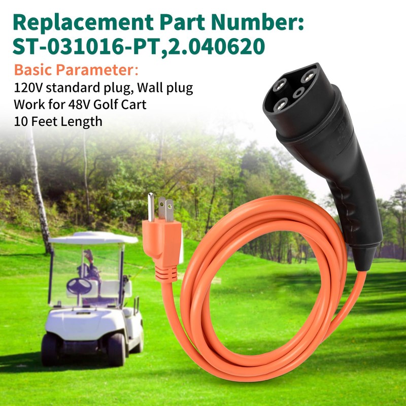 Charging Power Cord Compatible with Evolution ICON Golf Carts, 120V