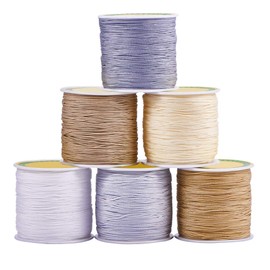 Pandahall Elite 6 Rolls 100 Yard/Roll 0.8 mm Nylon Beading String Knot Cable Chinese Knot Cord Nylon Macrame Thread Beading Cord, 6 Mixed Colours
