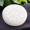 Selenite Charging Plate with Zodiac Sign "Astrology" Engraving Diameter 10.5