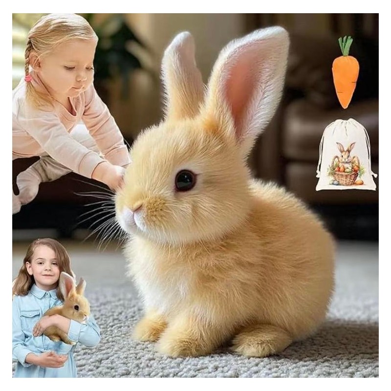 My Realistic Bunny Toy, InteractiveBunny Realistic Bunny-Jumping,Twitching,And Shaking Ears, BunbiRealistic