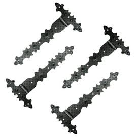 TEKLiNe 4 Hinges Wrought Iron Horizontal Decorative Furniture Fixing Vintage Effect Antique Rustic Chest Box 124x68mm, Kit 4 Pieces Hinges