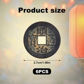 BOXOB 6pcs Feng Shui Coins for Wealth & Luck, 1.06in Copper I Ching Divination Coins Chinese Fortune Decor for Home Office Car