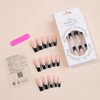 LPOODDNU Black French Tip Square False Nails, 24 Pcs Reusable