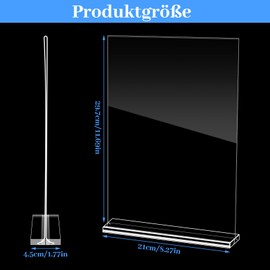 Pack of 2 A4 Table Stands, Price Tags, Table Stand, Acrylic T-Stand for Brochures, Menu Card, Advertising, Photo Frame (21 x 29.7 cm)