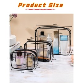 PAVNSO 2 Pack Clear Toiletry Bag, Makeup Pouch Water Resistant Portable Travel Organizer, Carry On PVC Cosmetic for Airport Airline Compliance