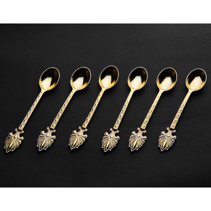 Alisveristime Decorative Zamac Tea Spoons Set, 6-Piece, 4.3 in (Gold)