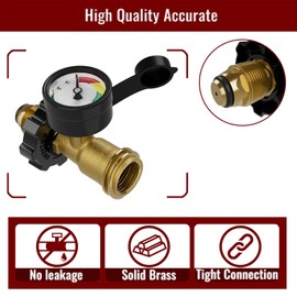 CALPOSE Propane Tank Gauge, 3 Colors Coded Universal for Cylinder, Grill, Heater, RV Camper and More, 5-40 Pound LP Tank Gas Level Indicator, POL/Type 1 Connection