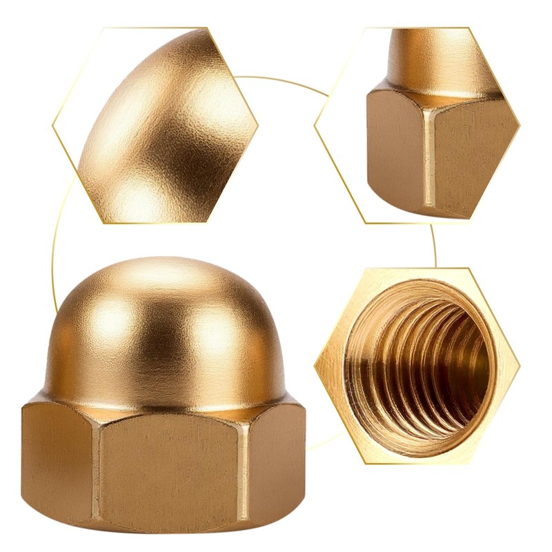 SWTYExt Pack of 8 Cap Nuts M10 Brass Cap Nuts