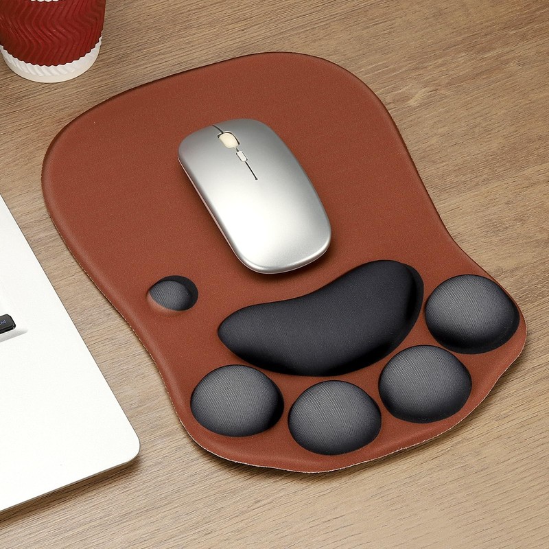 PATIKIL リストレスト付きジェルマウスパッド エルゴノミックマウスパッド キャットポー 心地よい低反発素材 ノンスリップベース ソフト コンピュータ ノートパソコン オフィス用