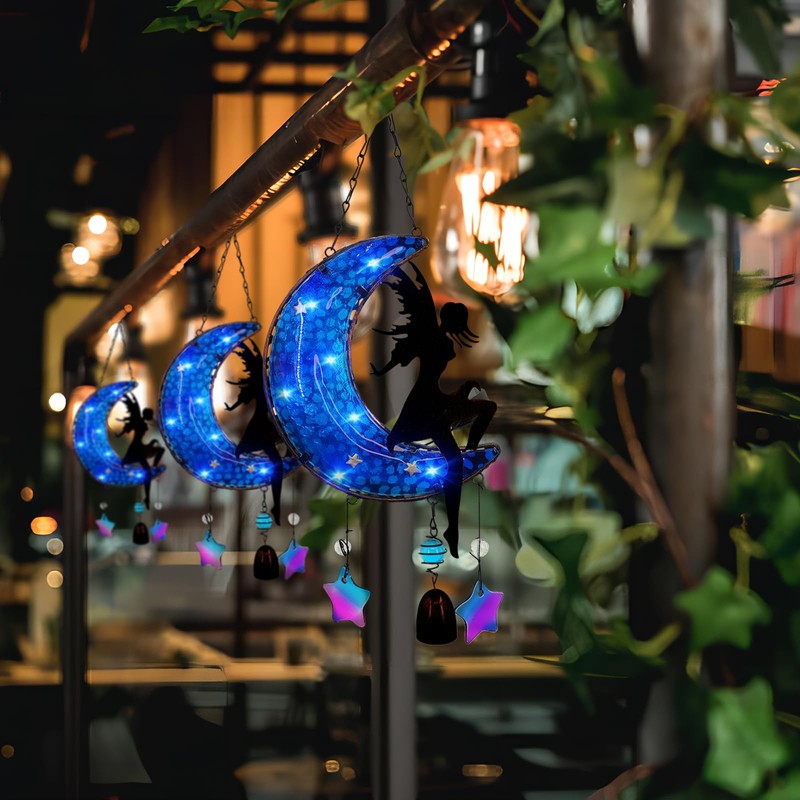 Subolo Memorial - Campanillas de viento solares colgantes de vidrio,