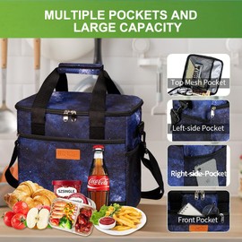 Iknoe Large Cooler Bag Collapsible 24 Can Insulated Bags Leakproof Lunch Cooler Tote with Multi-Pockets for Adult Insulated Lunch Box for Beach, Picnic, Work…