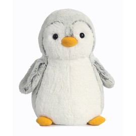 Aurora® Playful Pompom Penguin™ Stuffed Animal - Vibrant Companions - Endless Fun - Gray 11.5 Inches
