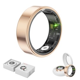 Jojovenusmall Smart Ring Health Tracker,Anillo Inteligente para Hombre,Health Rings for Women & Men,Long Lasting Batteries Sleep Ring (Gold, 10#)