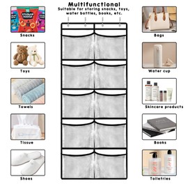 Generisch Hanging Shelf Door, Door Storage, 1 Piece Foldable Hanging Storage Organiser, Bag Organiser with 10 Mesh Pockets for Multifunctional Hanging Organiser, Hanging Shelf for Bedroom, Bathroom