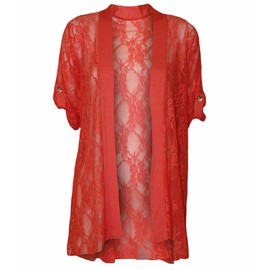 Womens Tops Floral Lace Open Front Waterfall Cardigan For Women 3/4 Buttoned Sleeves Cover Top Shrugs For Evening Dresses Tops Plus Size Going Out Tops Black 14