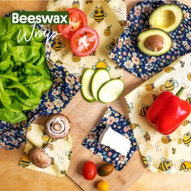 Beeswax Wraps | Set of 8 | Eco Friendly Sustainable Reusable Food Wraps | Biodegradable Zero Waste Plastic Free Food Storage | Bowl Covers | Organic Bees Wax Cheese Bread Sandwich Wrappers