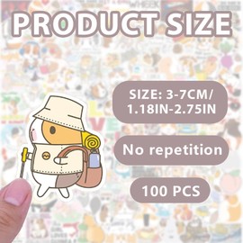 Capybara Stickers, Pack of 100 Guinea Pig Stickers, Animals, Capibara Gift, Cute Stickers, Waterproof Vinyl Stickers for Laptop, Skateboard, Motorcycle, Bicycle, Scrapbook, Suitcase Decoration