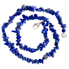 Taddart Minerals - Blue splinter necklace made of natural gemstone lapis lazuli with 45 cm length - handmade, Brass, Lapis Lazuli