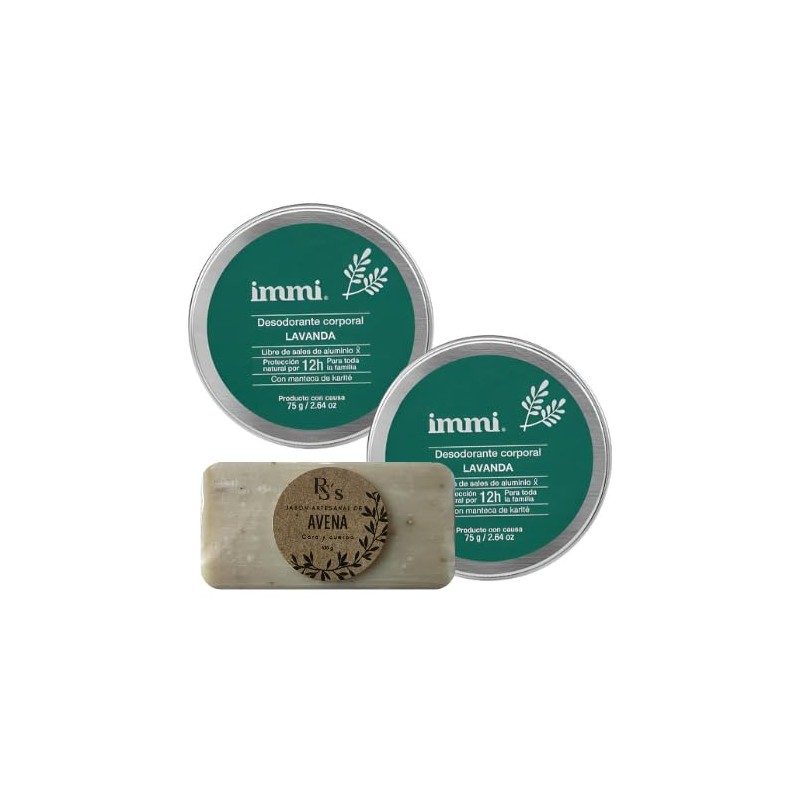 IMMI Desodorante Natural Lavanda en Tarro 2 piezas y 1