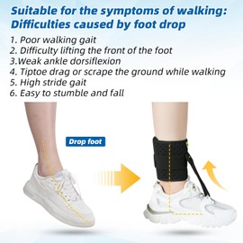 Tenbon Foot Up Orthosis Foot Drop Splint for Ankle Joint Plantar Fasciitis Relieve Pain Adjustable Wrap Compression Improve Gait for Man Woman