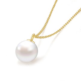 SUNFEEL 10MM Pearl Pendant Necklaces for Women, 925 Sterling Silver/14K Gold Plated Imitation Shell Pearl Necklace for Mothers, Wives, Girlfriends, Gifts for Prom, Birthdays, Anniversary, Mother's Day (Gold)