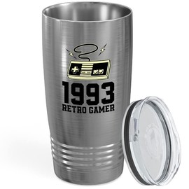 Vintage Gamer Stainless Viking Tumbler 20oz - 1993 Retro Gamer - Video Game Online Retro Funny Gaming Console Arcade Multiplayer Brother Son