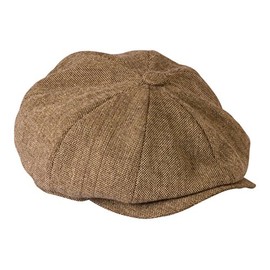 Gamble & Gunn Shelby' Flat Cap Oatmeal Brown Vintage Tweed Baker Boy Lightweight Summer Cloth News Boy Hat- XXL