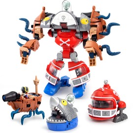 Maikerry 3-in-1 PVZ Toy Figure Set, Deformation Shark Boss Robot, Action Figures, Birthday & Party Gifts for Boys & Girls