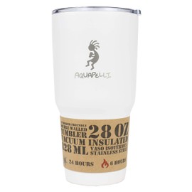 Aquapelli Vacuum Insulated Travel Tumbler, 28 Ounces, Arctic White