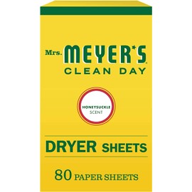 Mrs. Meyer's Clean Day Dryer Sheets, Softens Fabric, Reduces Static, Cruelty Free Formula, Honeysuckle Scent, 80 Count