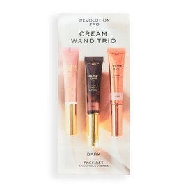 Revolution Pro Cream Face Wand Trio, Cream Contour, Blush And Highlighter Makeup Set, Vegan And Cruelty-Free, Dark, 1x12ml, 2x15ml
