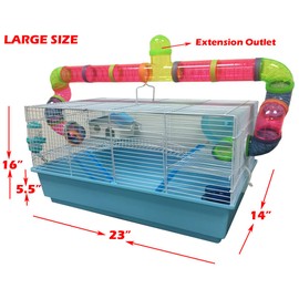 New Large Long Crossing Tube Guinea Pig Habitat Hamster Rodent Gerbil Mouse Mice Cage 5.5" Deep Tray