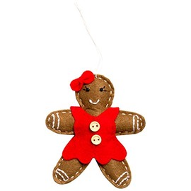 Sass & Belle Felt Gingerbread Girl Decoration, Multi-Colour