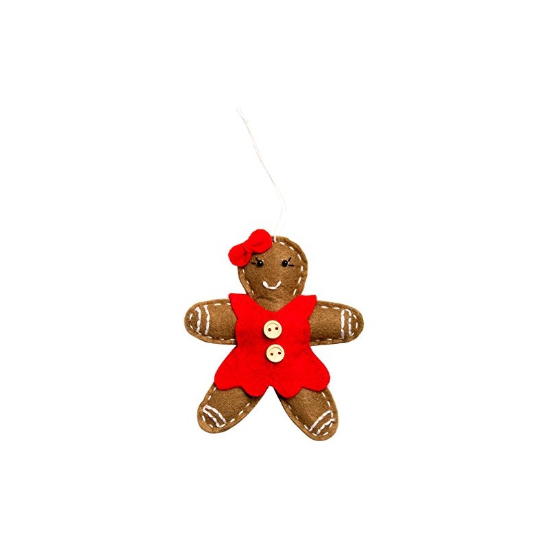 Sass & Belle Felt Gingerbread Girl Decoration, Multi-Colour
