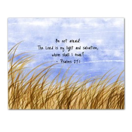 Psalms 27:1 -"Be not afraid!." Inspirational Bible Quote Wall Art - Unframed 11 x 14 Unique Hand Illustrated Colour Print - Great Gift for Friends & Family