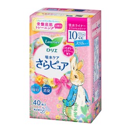 Laurier Sara-Pure Absorbent Liners, For Women, 0.4 fl oz (10 cc), Safe Traces, 40 Pieces, Long Panty Liner Size, 6.7 inches (17 cm), Powdery Flower Scent, For Light Urine Leak