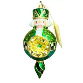 MacKenzie-Childs MACKENZIE CHILDS GORGEOUS EMERALD LUXE NUTCRACKER REFLECTOR GLASS ORNAMENT BNIB