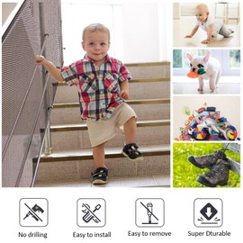 XiYee Stair Safety Net, 3 Metre Railing Safety Net, Safety Net, Stair Safety Net for Children, Baby Balcony Net, Safety Net for Children, Stair Safety Net for Baby, Safety Net (Black)