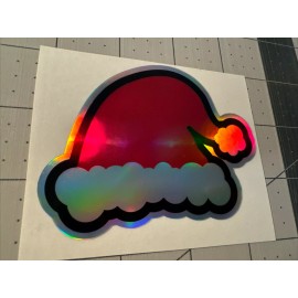 Santa’s Hat Cute Funny Christmas sticker Holiday Decor  Size: 3" Set of 2