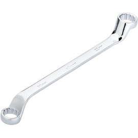 VIGOR Double Ring Spanner V7750-20X22, SW 20 x 22 mm, External Double Hexagon Profile, 15 Degree Offset, 285 mm Length, Chrome-Plated, in Accordance with DIN 838/ISO 10104