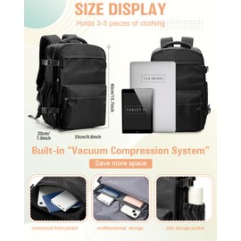 VENATIN Travel Backpack for Women, Waterproof Carry Backpack, Travel Bag for Personal Items, Flightworthy, C1-black, 40 x 20 x 25 inches