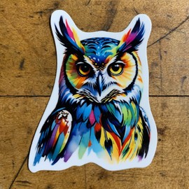 Patch Parlor Great Horned Owl Sticker - Colorful Majestic Animal Vinyl Decal 2-5/8"