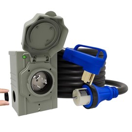 50AMP 15FT Generator Cord with Pre-Drilled Power Inlet Box, 125V/250V NEMA 14-50P to SS2-50R, STW 6/3+8/1 AWG Generator Cord and Twist Locking with Inlet Box, Waterproof Combo Kit, UL&ETL Listed