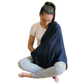 LK Baby Infinity Nursing Scarf Breastfeeding Cover Ultra Soft Premium Jersey Polyester- 100% AZO Free and Safe for Baby (Navy Blue)