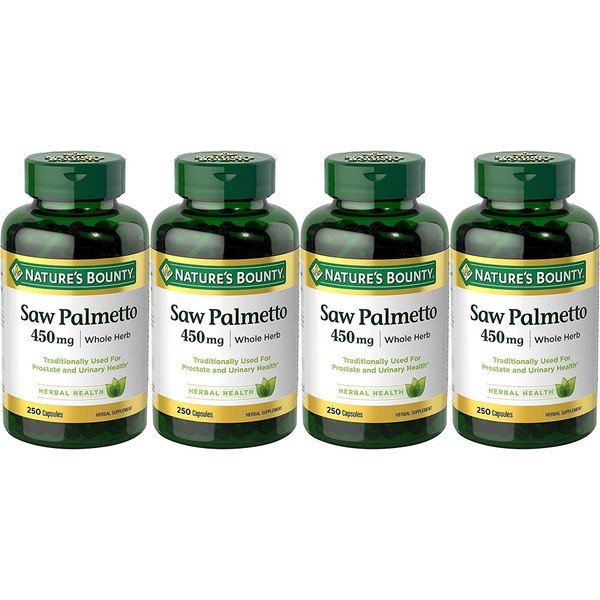 Nature's Bounty Saw Palmetto 450 mg Capsules 250 ea (Pack of 4)