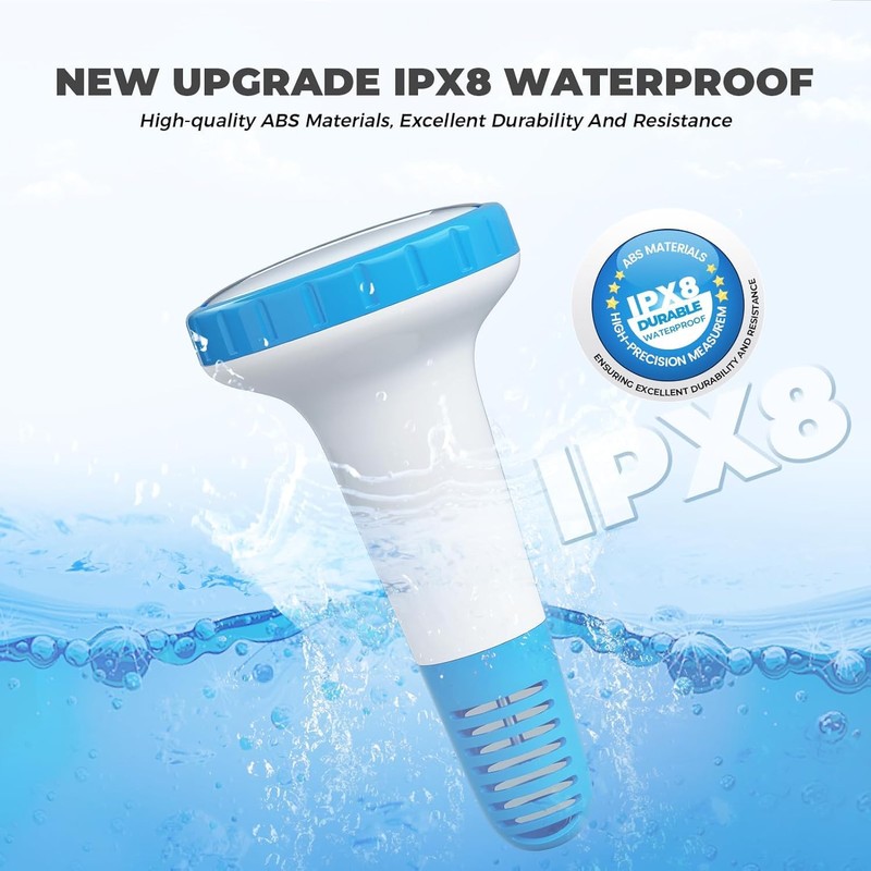 Wireless Pool Thermometer, Floating Easy Read, IPX8 Waterproof Digital Thermometer